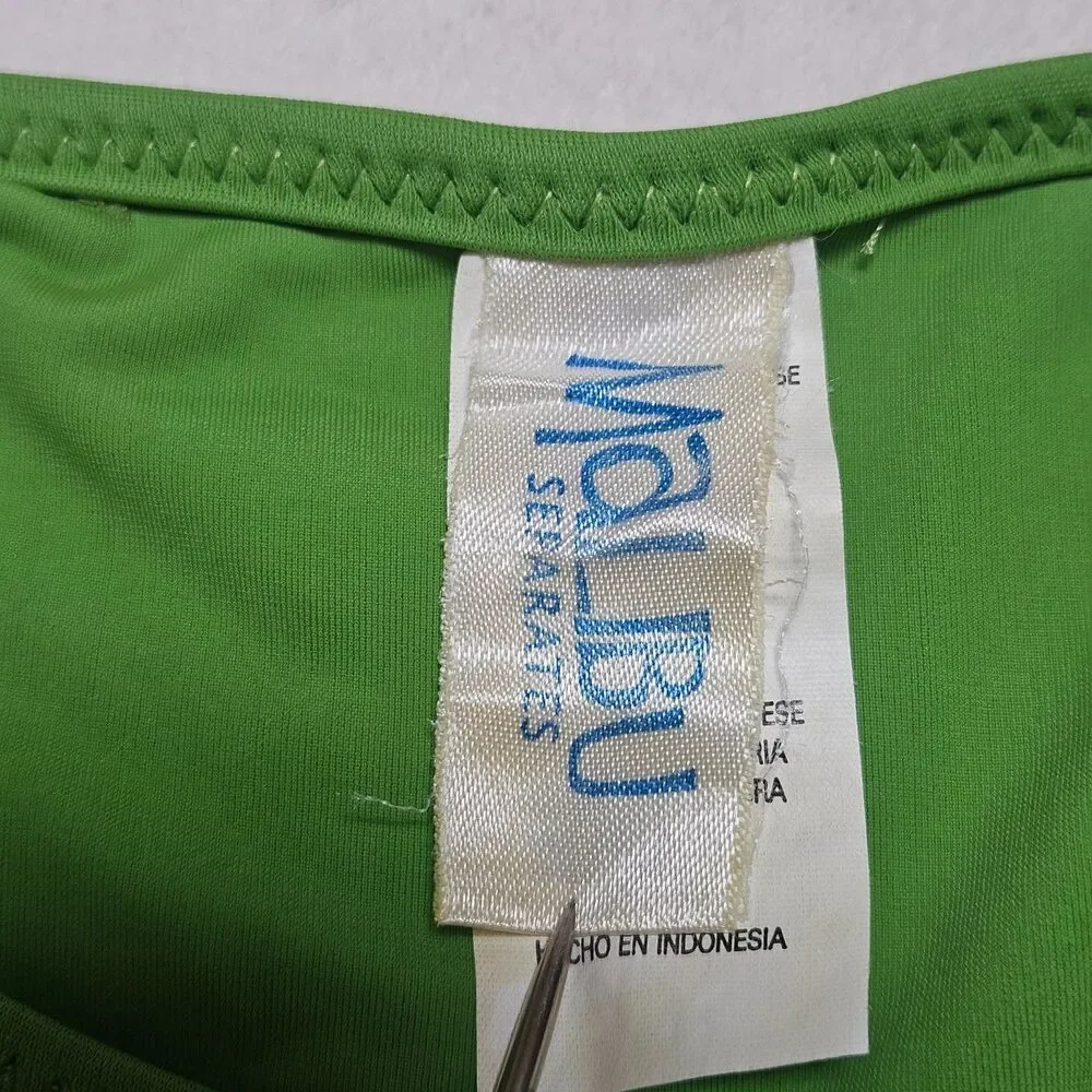 Malibu Separates 2 Piece Bikini Sz M Vivid Green Padded Cups Adjustable Cheeky